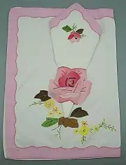 Linen Off-White Applique Embroidered Linen Placemats & Matching Napkins Set of 8
