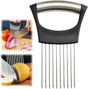 Stainless Steel Onion Slice Holder, Lemon Slicer Vegetable Cutter, Chopper Slicing Assistant Tool for Meat, Onion, Potato, Tomato Home Kitchen Tools (1 PCS)