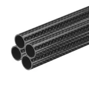 4Pcs Carbon Fiber Tube 12x14x330mm Glossy Surface 3K Roll Wrapped for Airplane