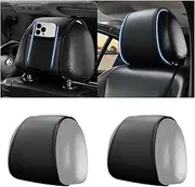 carleef 2PCS Upgrade Headrest Covers for Cars with Storage Pocket,Anti-Stain Leather Car Headrest Cover as Back Seat Organizer for Protection & Decoration,All Season Head Rest Cover for Car