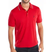 在飛比找momo購物網優惠-【NAUTICA】2023男時尚棉質雙尖領紅色Polo衫-網