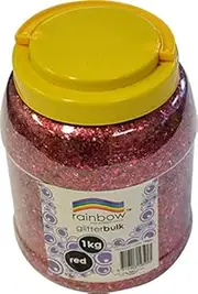 RAINBOW Glitter RAINBOW Bulk 1KG JAR RED(Each)