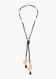 [Taking Shape] Taking Shape Crystal Lariat Necklace in Black / Gold - Women's Accessories Black / Gold