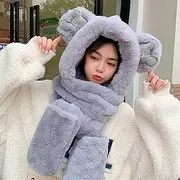 [YANGJIAHUASHOP] Hat Glove 3 Piece Cute Big Ear Bunny Parent-Child Hat Winter Warm Thickening Pocket Hat Ski Mask Hooded Winter Hat (Color : E, Size : Adult)