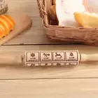 Wooden DIY Rolling Pin Cookies Mold Christmas Embossing Tool Dough Stamp