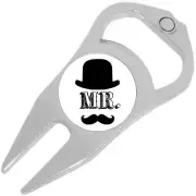 Mr Moustache Golf Ball Marker Divot Repair Tool Bottle Opener