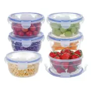 KIGI 6 PACK 10oz Plastic Round Bowls with Lid Airtight Food Storage Container...