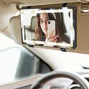 JOYTUTUS Car Sun Visor Vanity Mirror with Lights, 3 Light Modes & 60 LEDs, Rechargeable Dimmable Touch Control Travel Makeup Mirror for Truck SUV