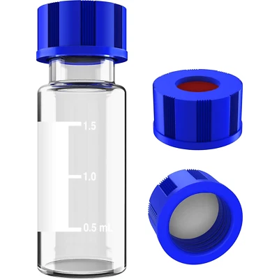 2Ml Autosampler Vials with Writing Area and Graduations, 9-425 HPLC, Screw Cap