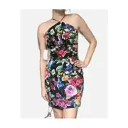 NWT Aidan Maddox Halter Floral Printed Mini Dress Black Size 6