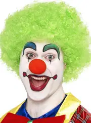 Fluffy Green Clown Afro Mens Costume Wig