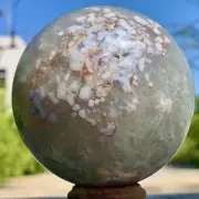 1.6LB Natural Sakura Flower Agate QUARTZ Sphere Crystal Ball Reiki Healing