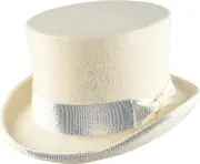 Hand Made Wool Top Hat Satin Lined Small To Xxl- White M