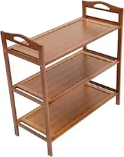KOMBIUDA Bamboo Shoe Rack Space-Saving 3-Layer Storage Organizer for Dormitory Home