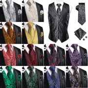 NEW Men's Paisley Design Dress Vest and Neck Tie Hankie Set For Suit or Tuxedo