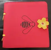 Bee Journal Notebook with Buckle Closure, Leather With Gifts. Red