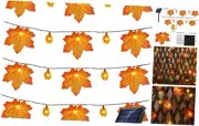 Fall Decor Solar Pumpkin Maple Leaf String Lights Outdoor, 50LED 30ft Fall