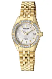 Citizen Ladies Gold Stone Set Watch EU6062-50D Stainless Steel Stone Set Silver 4974374261861
