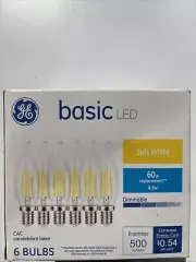 GE 4.5W LED Candelabra Soft White light bulbs - Dimmable 6of Box