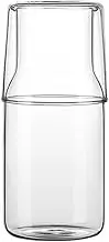 Clear Bedside Water Carafe, Glass Juice Water Pitcher Set, Clear Juice Pitcher with Tumbler Glass, Bedroom Guest Room, Cold Drink, Bathroom 1pcs (550ml)