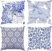 Throw Pillow Case Cushion Cover 18" x 18" 45 x 45 cm Set of 4 (Blue)