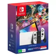 Nintendo Switch (OLED Model) Mario Kart 8 Deluxe White Console Bundle