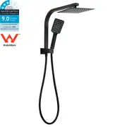 Black Square 10" Rain Shower Head 3-Mode Handheld Gooseneck Wall Arm 2-in-1 Set