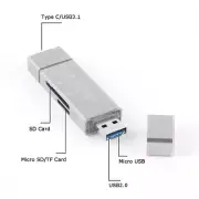 3 in 1 USB-3.1 Type C/USB 3.0/Micro USB TF SD Card Reader for Android Cell Phone