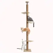 Floor to Ceiling Cat Tree Tower for Indoor Cats, 8.5-9ft 5 Tier Wooden Cat Climb