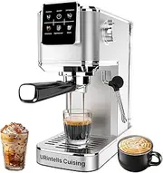 URintells 20 Bar Espresso Coffee Maker, Multifunctional Coffee Maker with LED Touch Screen, Coffee Machine with Steaming Milk Frother, Stainless Steel Cappuccino Machine for