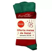 Coca Cola Holiday Crew Socks Christmas Coke Bottle with Ribbon Green Red RARE