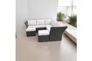 HAMPTON - Outdoor Wicker Corner Lounge with Ottomans Footstools