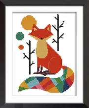 Linkrunning Cross Stitch Kits 11CT Stamped Seven Color Fox 11"x15" or 28cmx38cm Easy Patterns Embroidery for Girls Crafts DMC Cross-Stitch Supplies...