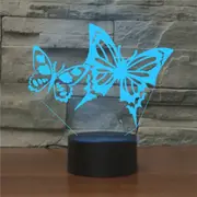 Two Butterflies Shape 3D Colorful LED Vision Light Table Lamp, Charging Touch Version