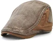 [LAIFEKE] Men's Cotton Flat Cap Unisex Newsboy Hat Adjustable Driving Cabbie Flat Cap for Men