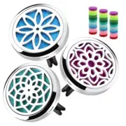 Aromatherapy Car Diffuser Vent Clip - 36 Refill Pads Lotus Metal