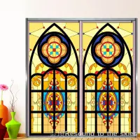 在飛比找蝦皮商城精選優惠-玻璃貼紙教堂窗花 窗戶貼膜 教堂彩繪透光不透明自粘磨砂貼紙 