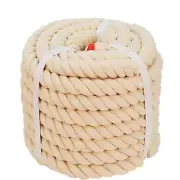 1 Inch x 50Ft Twisted Cotton Rope Thick Soft Rope for Sports Tug of War Sports