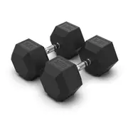 2 x 35kg Hex Rubber Coat Iron Dumbell Home Gym Strength Weight Commercial Grade