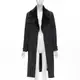 [二手] FENDI black fur collar topstitch detail silk belted trench coat jacket IT44 L