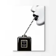 Black Perfume Bottle Drinking with A Straw Print 100% Australian Made 120x90cm (Stretched Canvas)