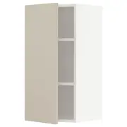 METOD wall cabinet with shelves, white/Havstorp beige, 40x37x80 cm