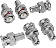 BNC to RCA Adapter (6 Pack) BNC Male to RCA Female Connector Coaxial Coax RG6 Adapter Kit Coupler for CCTV-6/10/20 Pack+4 Types for Selection