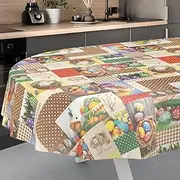 Ostara Oilcloth Tablecloth Washable Oilcloth Garden Tablecloth Outdoor Indoor Oval 220 x 140 cm Cut Edge