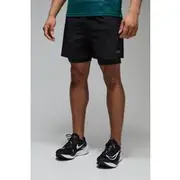 Mens Black Man Active Regular Fit Stretch Woven 5inch 2in1 Short