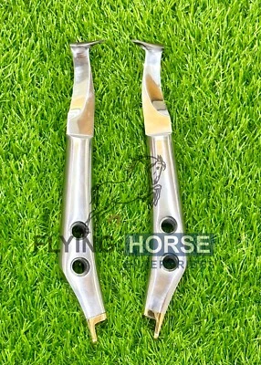 2 Curved Hoof Knives with Aluminum Handle & Brass Shoe Aid – Farrier Tool Set