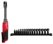 Milwaukee M12FPTR0 - 12V Insider Extended Reach Pass-Through Ratchet (Tool Only) + Accessories