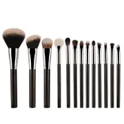Black 13-Piece Makeup Brush Set - Professional Eyeshadow, Concealer, Powder & Blush Brushes with Soft Fiber Bristles