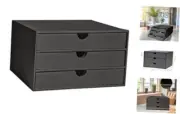 Document Organizer File Cabinet Document Storage Box, 3-Drawer Elegant Grey