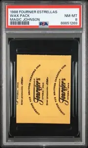 1988 Fournier Estrellas Wax Pack Magic Johnson Sealed PSA 8 Mint LOW POP